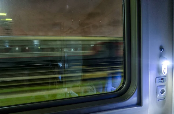 Boş Vagonla Dolu Bir Tren Gece Treni Saint Petersburg Moskova — Stok fotoğraf