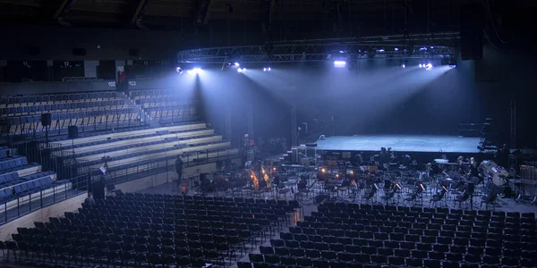 Illuminazione Scenica Teatro Concerto Apparecchiature Illuminazione Palco Vuoto — Foto Stock
