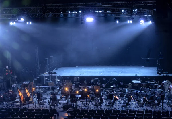 Bühnenbeleuchtung Theater Und Beim Konzert Beleuchtungstechnik Auf Einer Leeren Bühne — Stockfoto