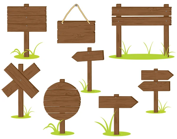 Houten wegwijzer set over Wit — Stockvector