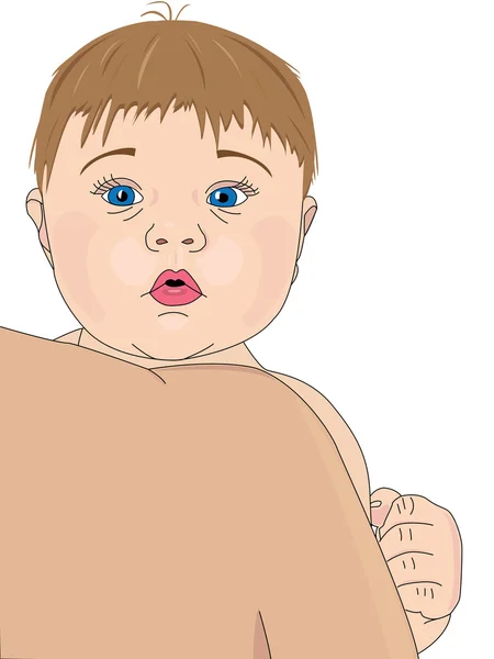 Bébé derrière l'épaule du père sur fond blanc — Image vectorielle