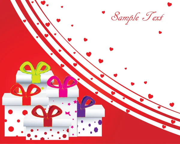 Tarjeta de felicitación con regalos — Vector de stock