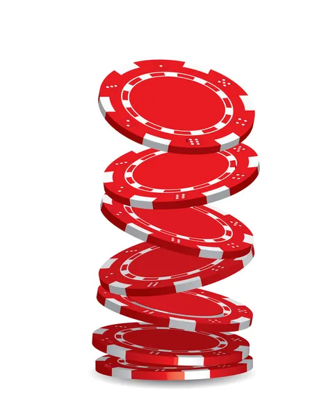 白い背景の上に落ちて赤いポーカー チップ — ストックベクタ