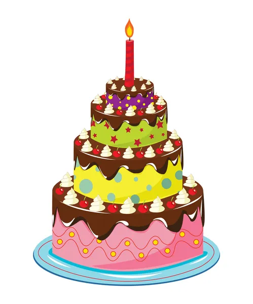 Gâteau d'anniversaire sur blanc — Image vectorielle