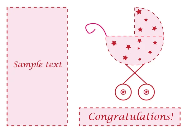 Greeting postcard with pram Vector Graphics