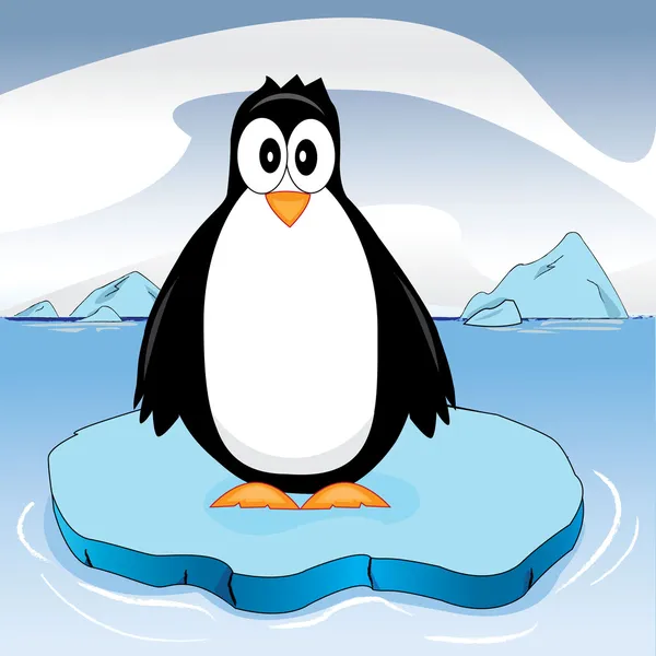 Penguin standing on ice in sea Royalty Free Stock Vectors