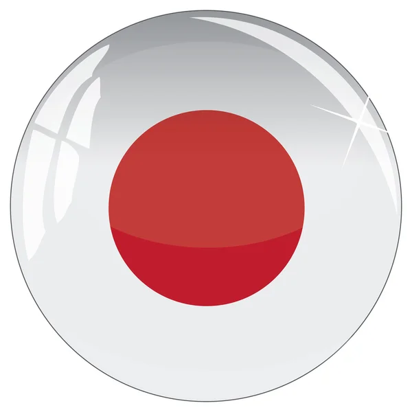 Botón de vidrio con bandera nacional de Japón Vector de stock