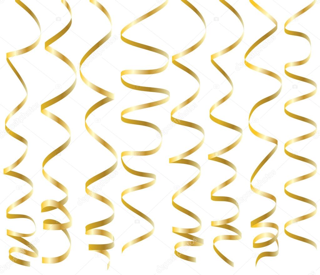 Golden curling ribbons
