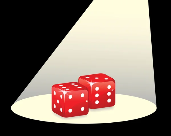 Red dices under spotlight — Stock Vector