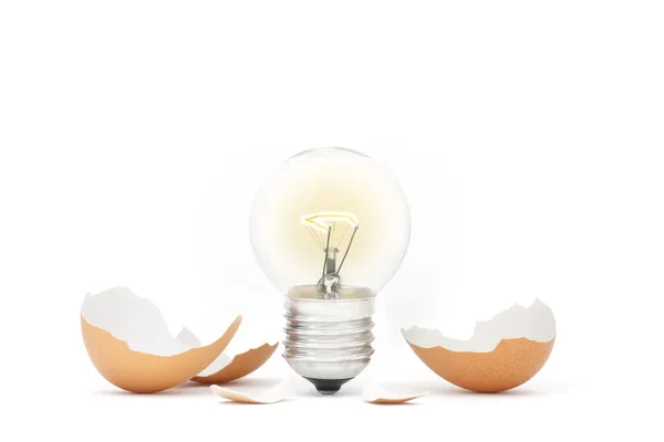 Innovatie - ideeën licht lamp broedeieren Stockafbeelding