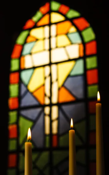 dua mumlar ve kilise vitray pencere