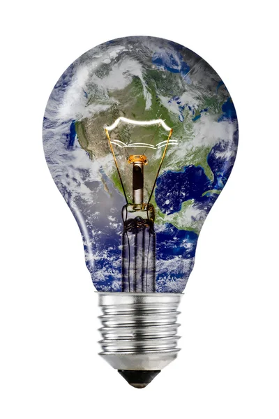 Saving Energy - Lightbulb with NASA Image — Stock Photo, Image
