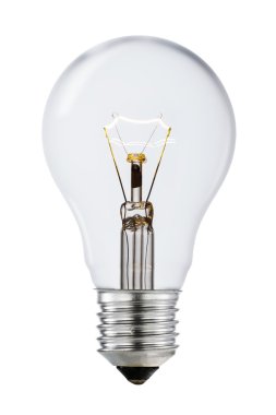 Clear Shining Lightbulb with Clipping Path Isolated On White
