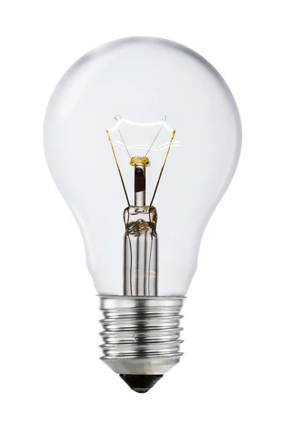 Clear Shining Lightbulb with Clipping Path Isolated On White — Stock Photo, Image