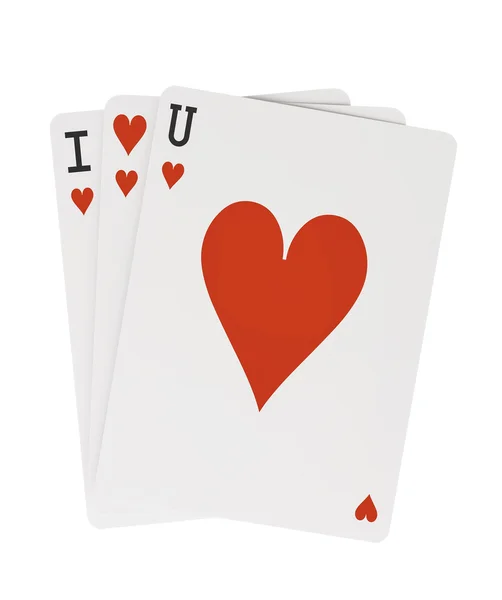 I Heart Love You U Jugando a las cartas con el camino de recorte — Foto de Stock