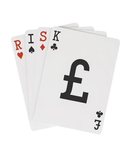Palabra de riesgo en el juego de cartas con libra esterlina Símbolo — Foto de Stock
