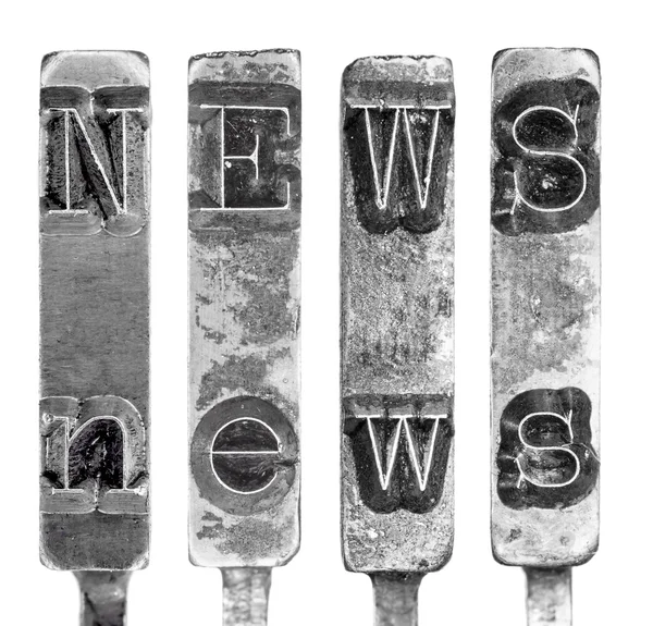 Word NEWS in Old Typewriter Typebar Letters Isolated on White — Stock Photo, Image