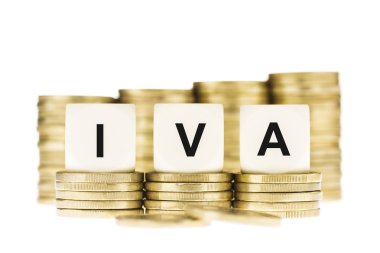 IVA (Value Added Tax) on Piles of Gold Coins with a White Backgr clipart