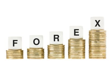 Forex (yabancı para birimi döviz piyasası) izole altın sikkeler üzerinde