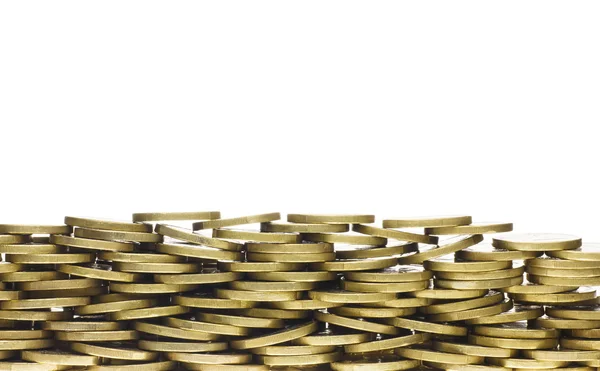 Heap of Gold Coins Making Bottom Frame Border — Stock Photo, Image