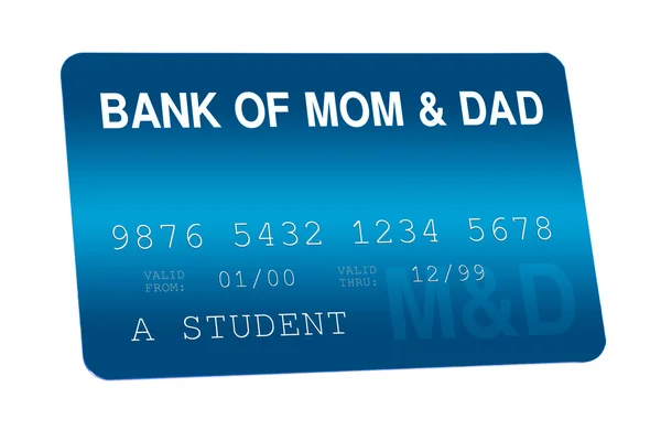 Bank van pappa en mamma creditcard familie financiën Stockfoto
