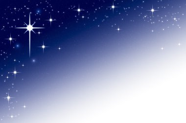 Christmas gece gökyüzü arka plan çerçevesi ile mavi beyaz gradi yıldız