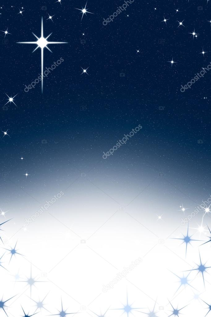 Christmas Night Sky Background with Stars Blue White Gradient