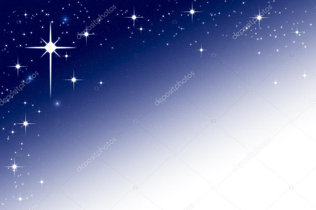 Christmas Night Sky Background Frame with Stars Blue White Gradi