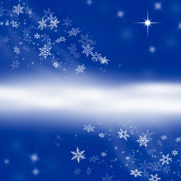 Abstract Blue Snowflake Winter Background with Copy Space — Stock Photo, Image