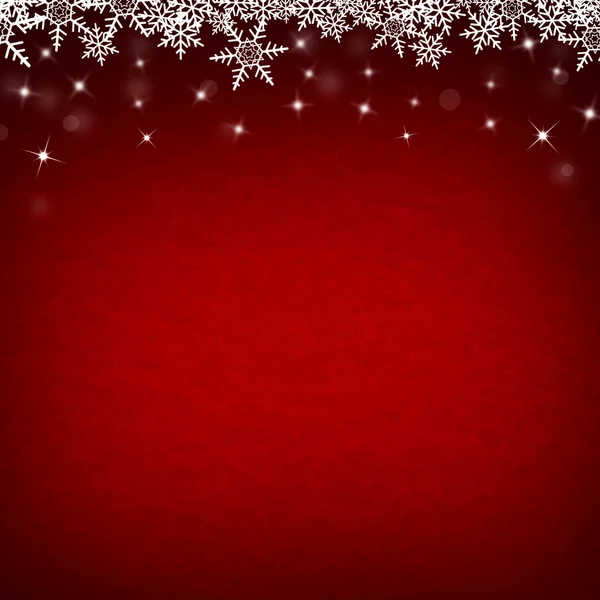 Red Abstract Christmas Winter Background with Snowflakes and Sta — Stock Photo, Image