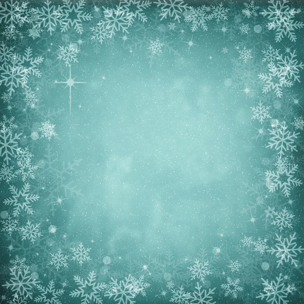 Blue Abstract Christmas Winter Background with Snowflakes and St — Stock Photo, Image