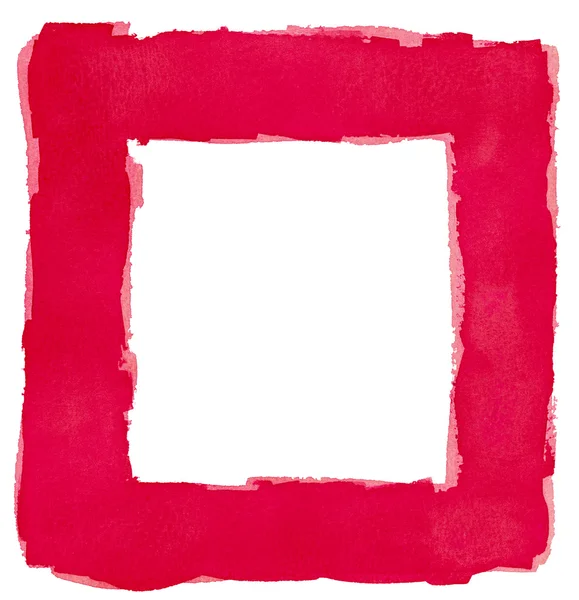 Red Watercolor Square Frame Border White Copy Space — Stock Photo, Image