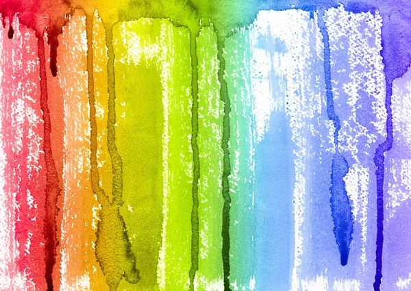 Abstracte aquarel regenboog verf penseel en druppels achtergrond — Stockfoto