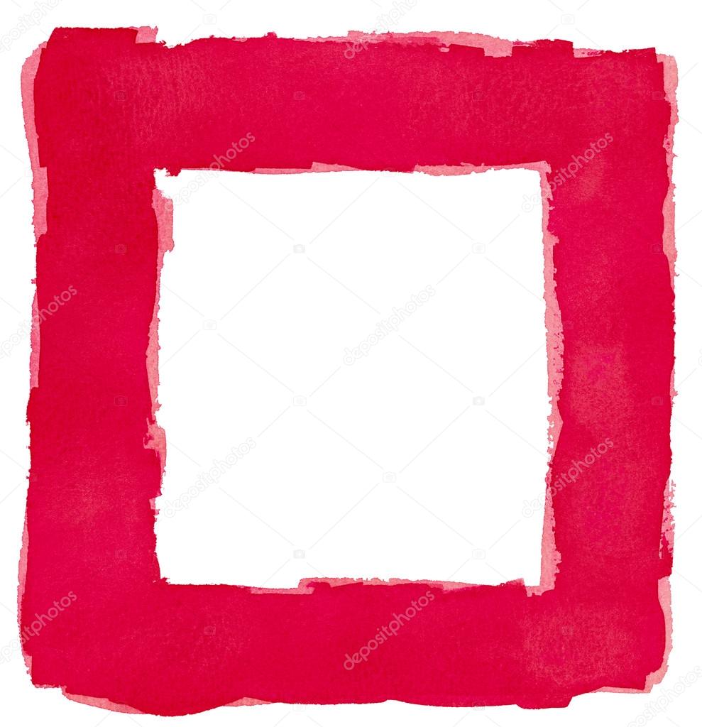 Red Watercolor Square Frame Border White Copy Space