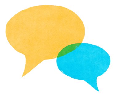 mavi ve sarı konuşma balonları suluboya boyalı