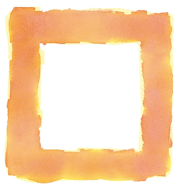 Orange Yellow Watercolor Square Frame Border — Stock Photo, Image