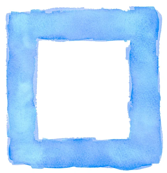 Blue Watercolor Square Frame Border — Stock Photo, Image