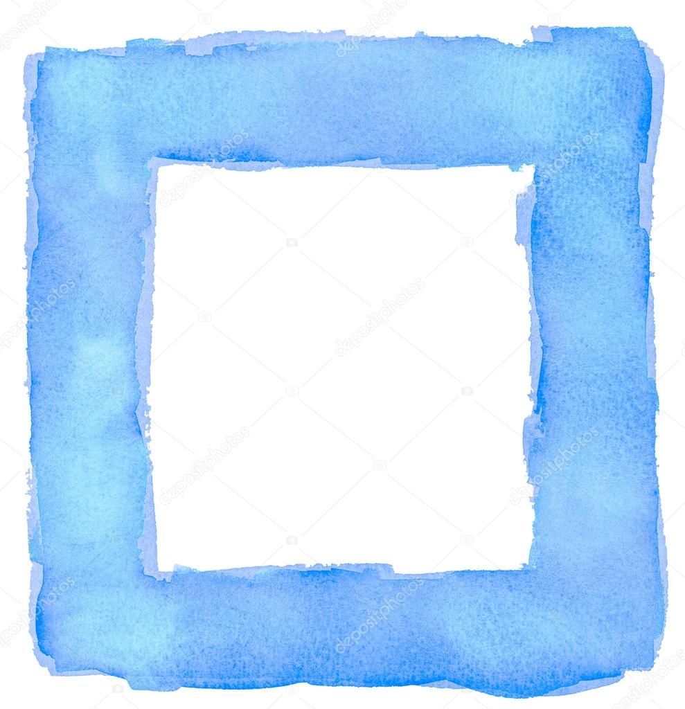 Blue Watercolor Square Frame Border