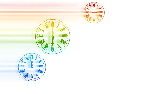 Time Flies - Rainbow Speeding Clocks — Stock Photo, Image
