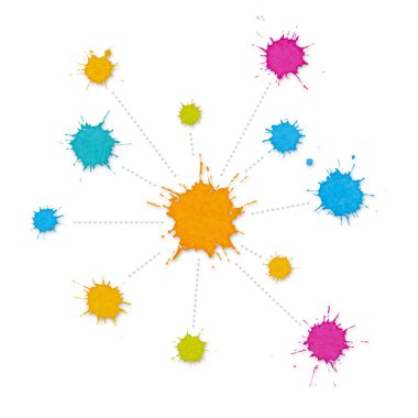 Infographic Interconnected Network of Paint Splashes clipart
