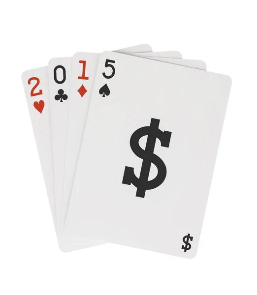 2015 Jogando cartas com símbolo de sinal de dólar — Fotografia de Stock