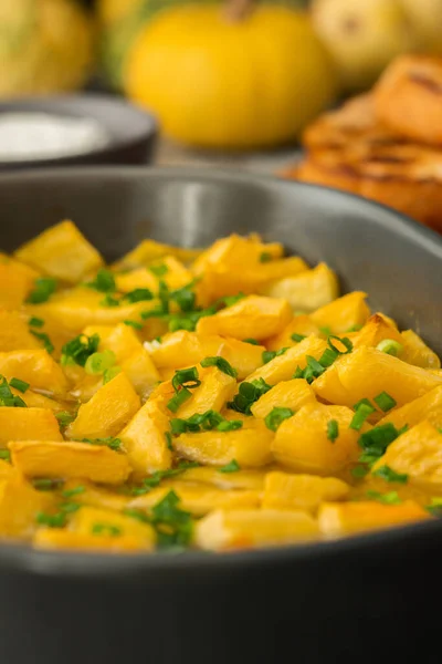 Dish with stewed pumpkin — Stock Photo, Image