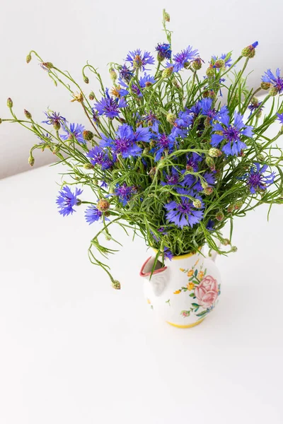 Krásné Letní Kentaurea Triumfettii Květiny Váze Součást Domácího Interiéru — Stock fotografie