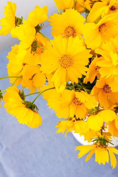 Schöne Sommerblumen Gelbe Kamille Einer Vase Teil Des Wohninterieurs Cota — Stockfoto