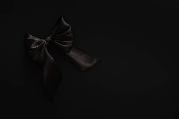 Closeup Black Bow Black Background Black Friday Concept — Stock Photo, Image