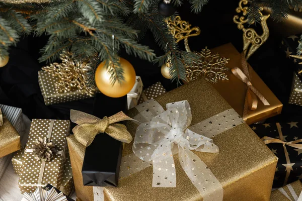 Gift Boxes Christmas Tree Merry Christmas Happy New Year — Foto de Stock