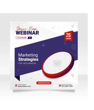 Dijital pazarlama webinar ve iş konferansı sosyal medya paylaşım şablonu.
