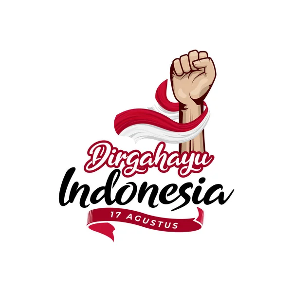 Happy Indonesia Independence Day Greeting Design Template - Stok Vektor