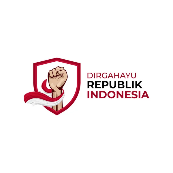 Indonesia Independence Day Design Clenched Fist Hand Illustration — ストックベクタ