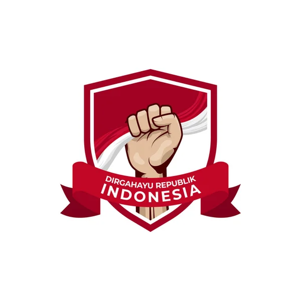 Indonesia Independence Day Illustration Design Clenched Fist Hand Illustration — Vetor de Stock
